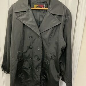 New York & Company Women's Charcoal Double-Breasted Trench Coat